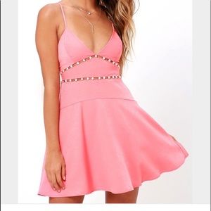 NBD Pink Champagne Coral Pink Skater Dress